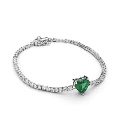 Bratara argint tennis cu pietre verde